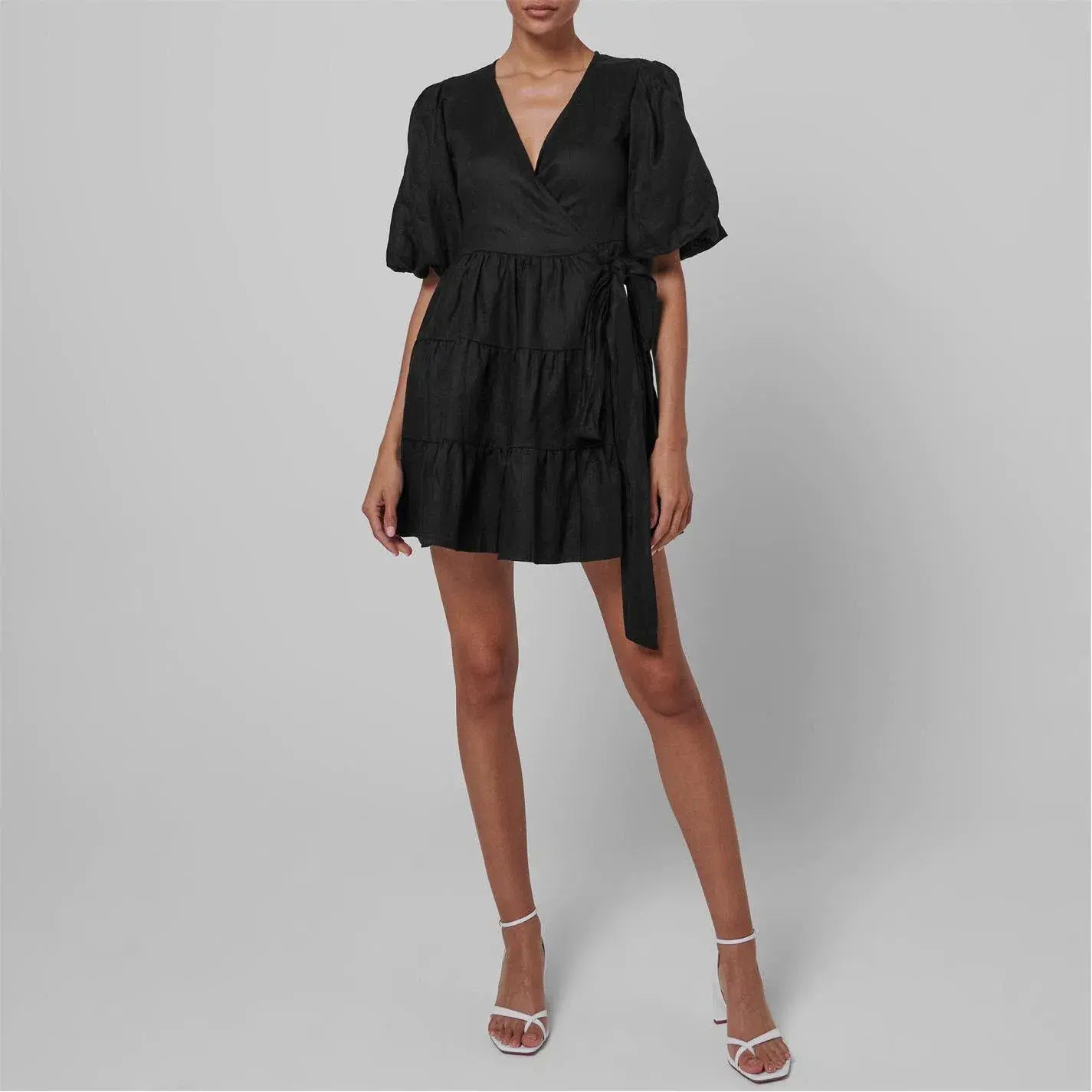 Faithfull the Brand Rooney Wrap Mini Dress Black Size 8  - Image 1
