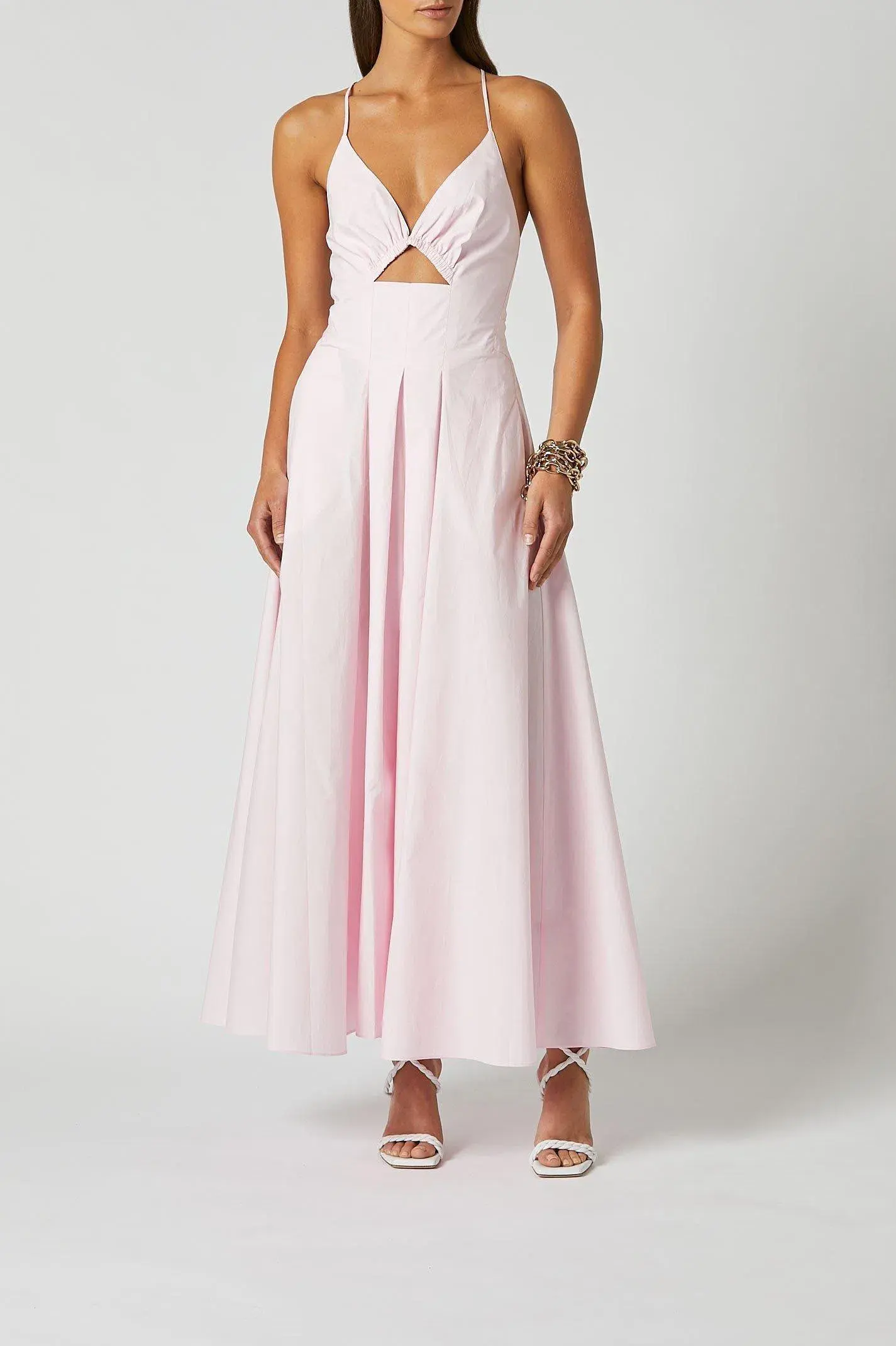 Scanlan Theodore Cotton Strappy Midi Dress Pink Size 6 - Image 2
