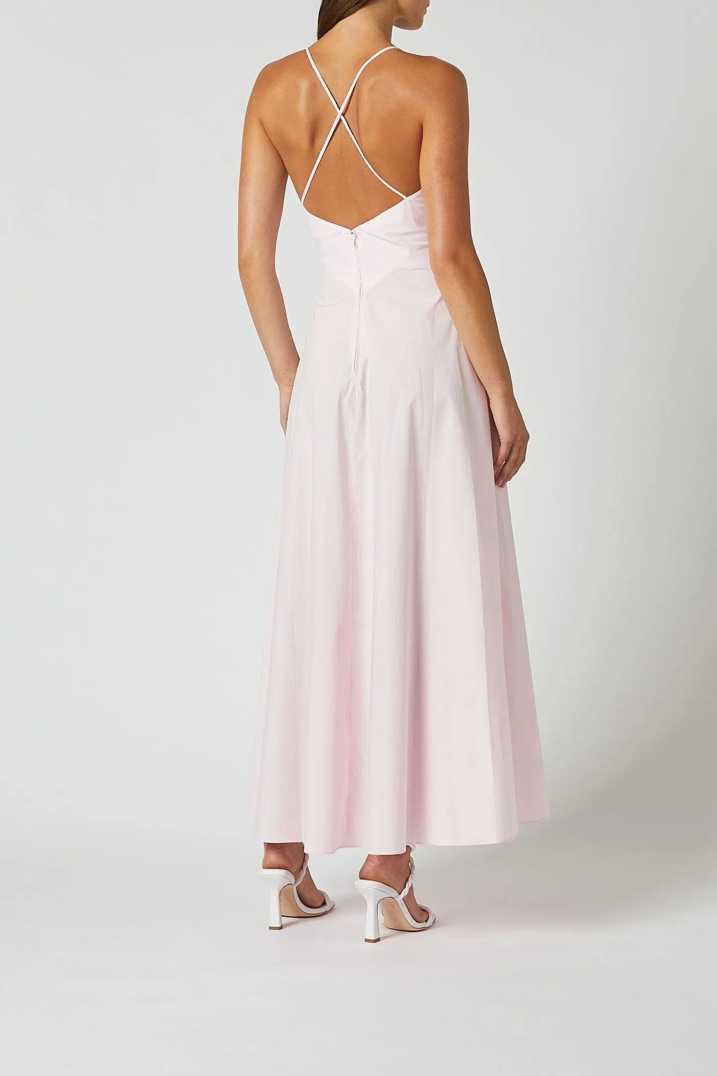 Scanlan Theodore Cotton Strappy Midi Dress Pink Size 6 - Image 4