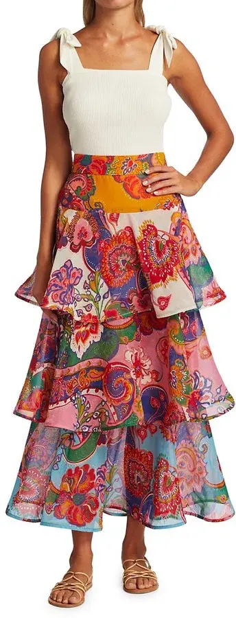 Zimmermann Lovestruck Tiered Flounce Skirt Floral Size 8/1 - Image 2