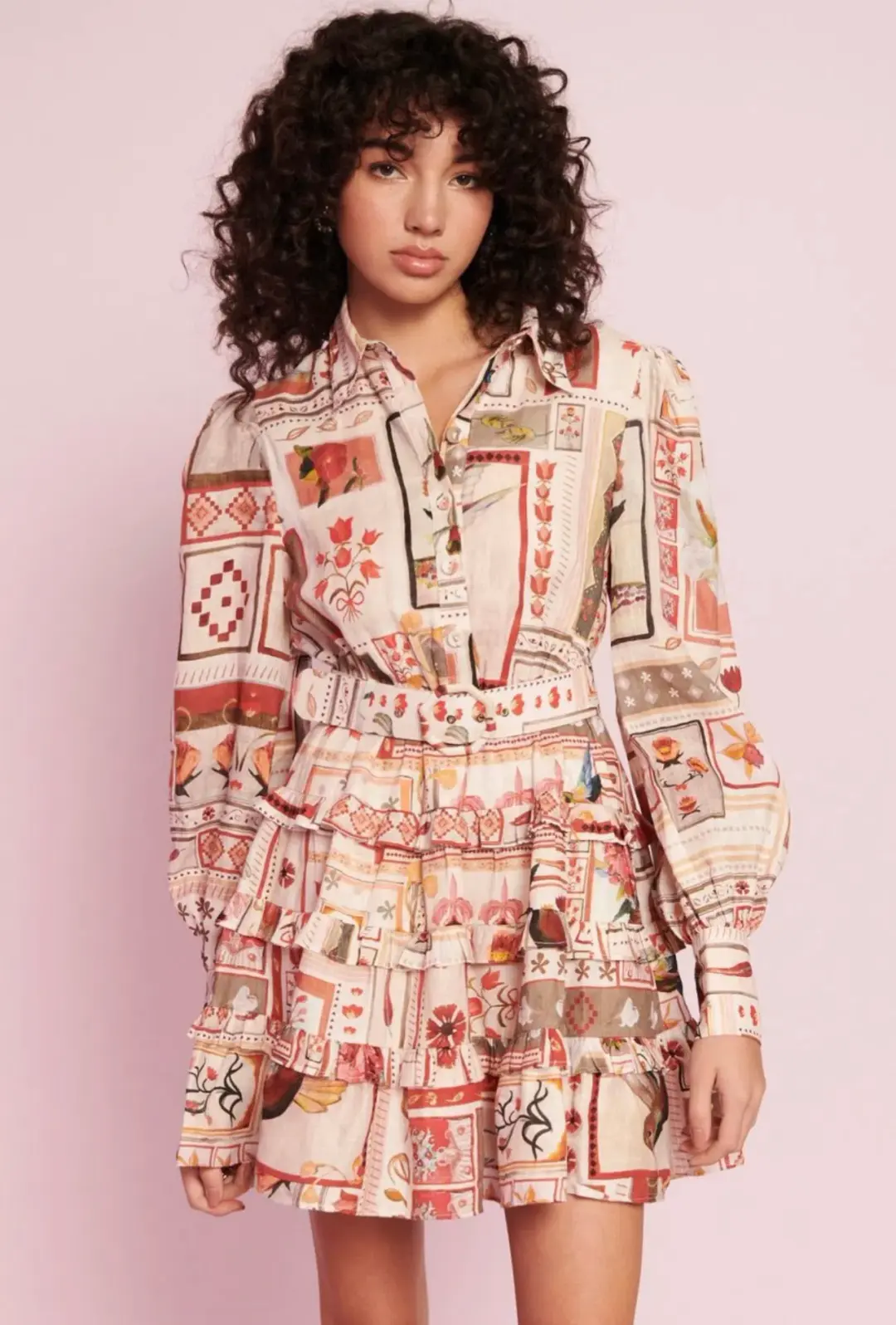 Kate Ford Cleome Layered Mini Dress Danillo Print Size 12 for rent on The Volte - main image