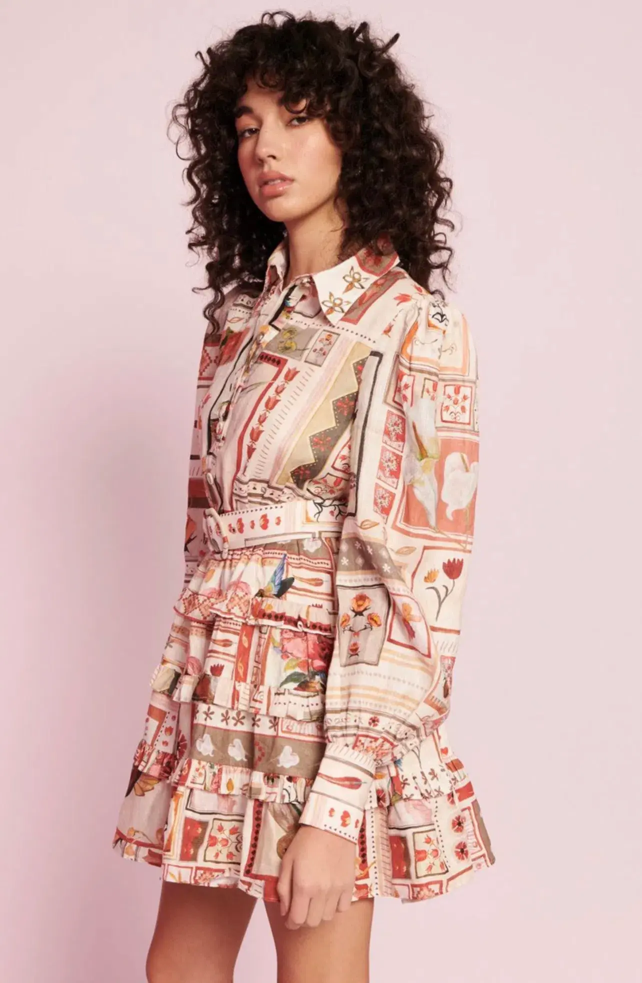 Kate Ford Cleome Layered Mini Dress Danillo Print Size 12 - Image 3