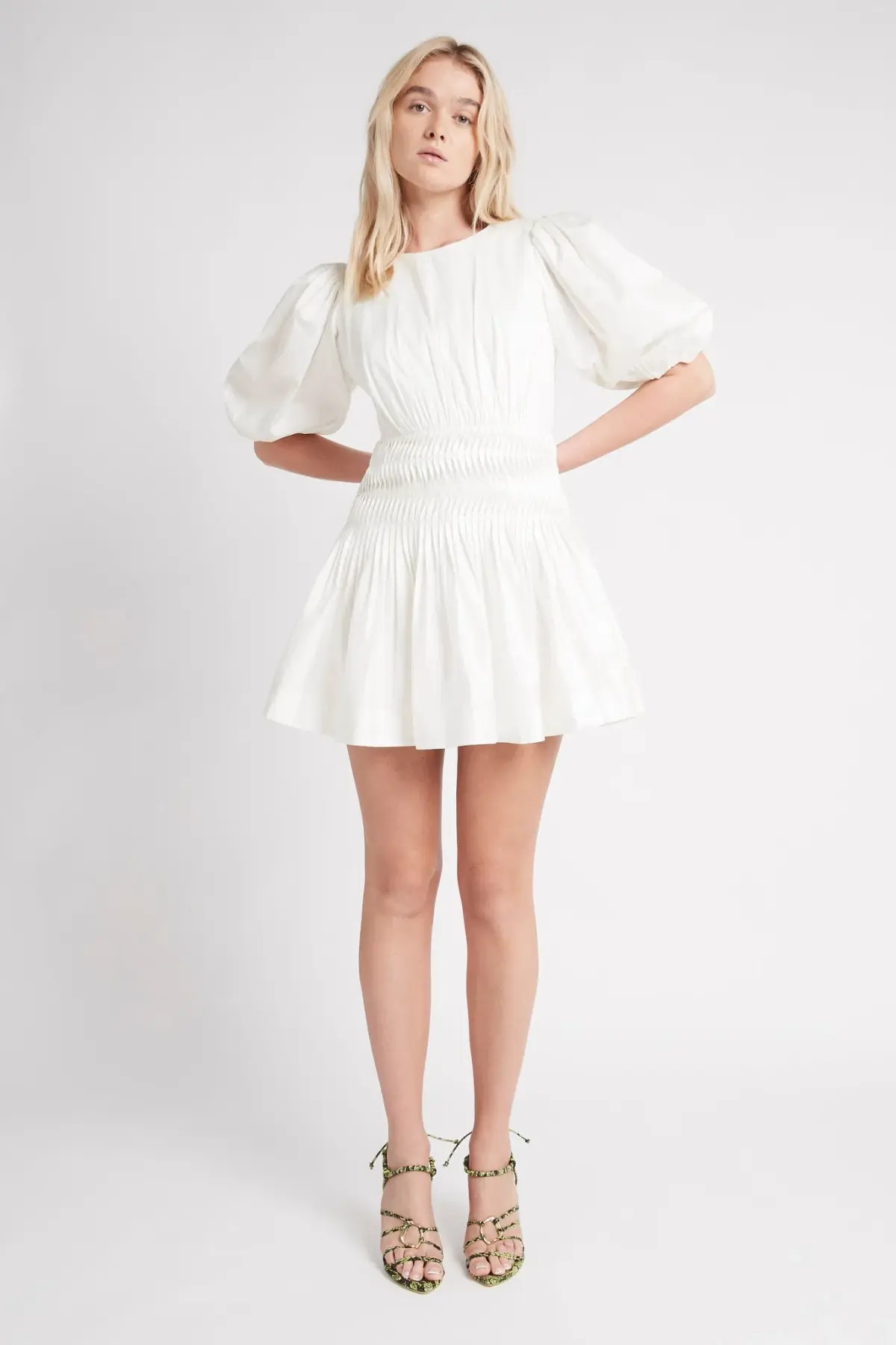 Aje Tidal Tucked Mini Dress White Size 8 / S - Image 1