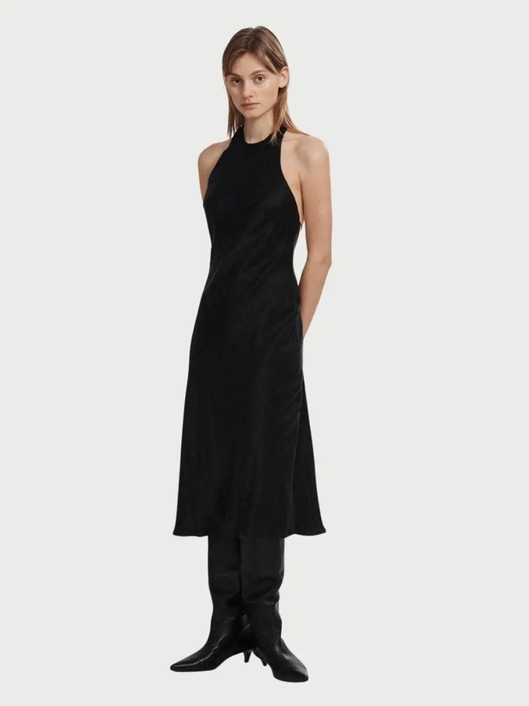 Silk Laundry Halter Midi Dress Black Size M / Au 10 for rent on The Volte - main image