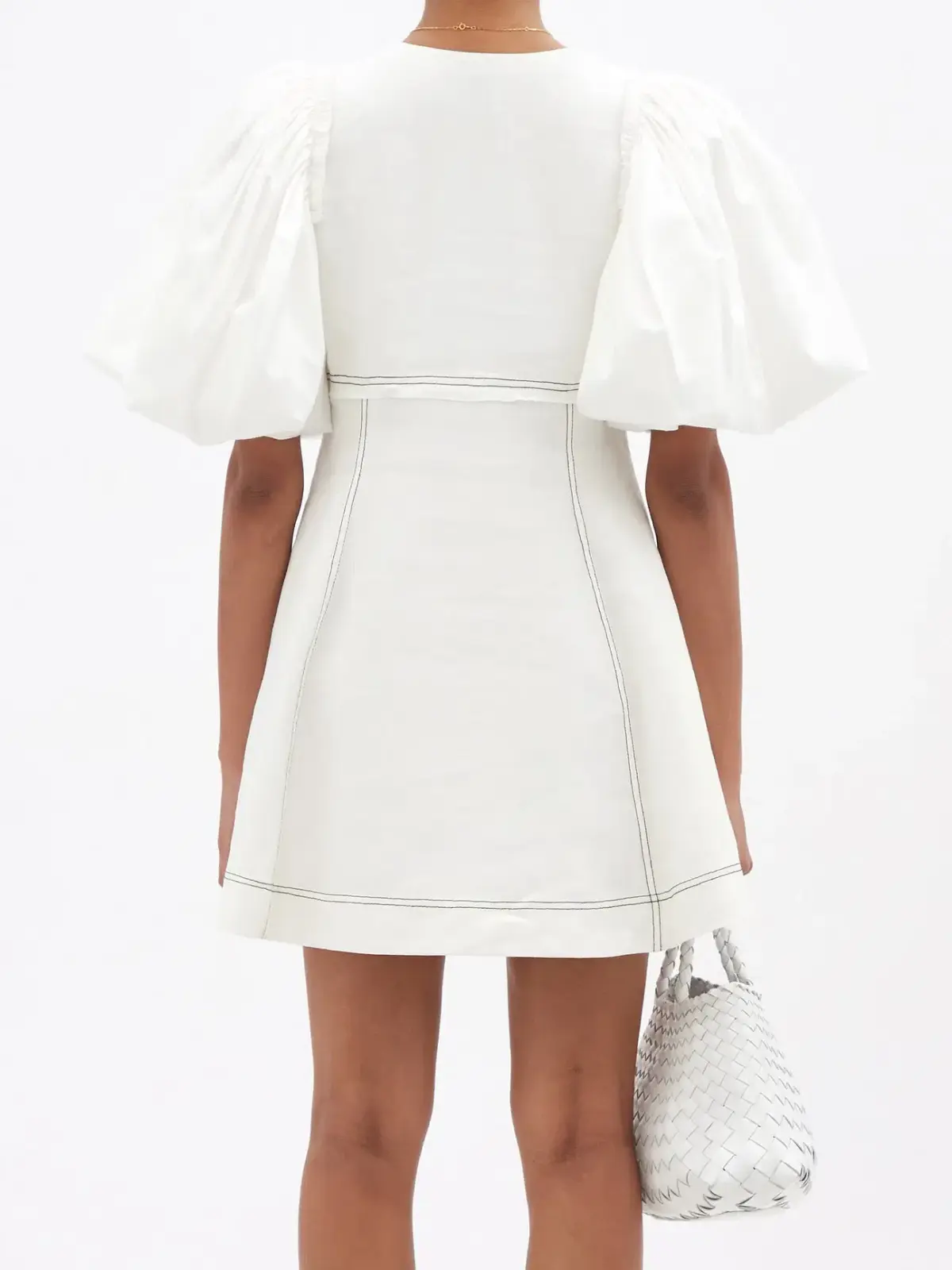 Aje Cherished Puff Sleeve Linen Mini Dress White Size 12 / L - Image 3