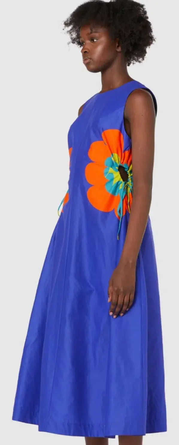 Gorman Puffy Flower Midi Dress Blue Size 8 - Image 2
