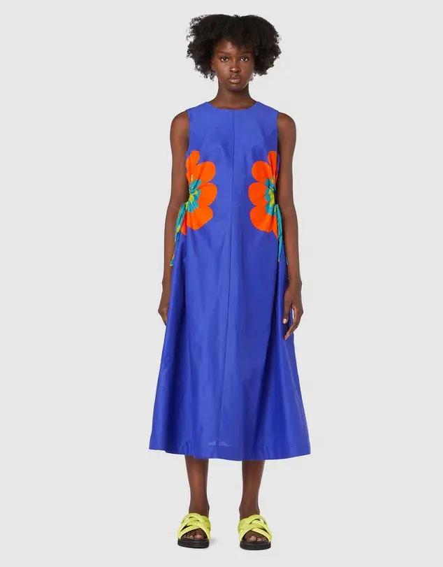Gorman Puffy Flower Midi Dress Blue Size 8 - Image 1
