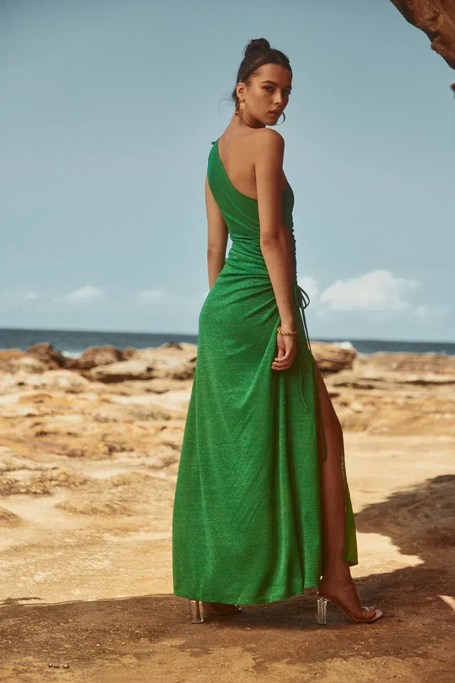 Sonya Moda Nour Maxi Dress Forest Green Shimmer Size 12 / L - Image 2