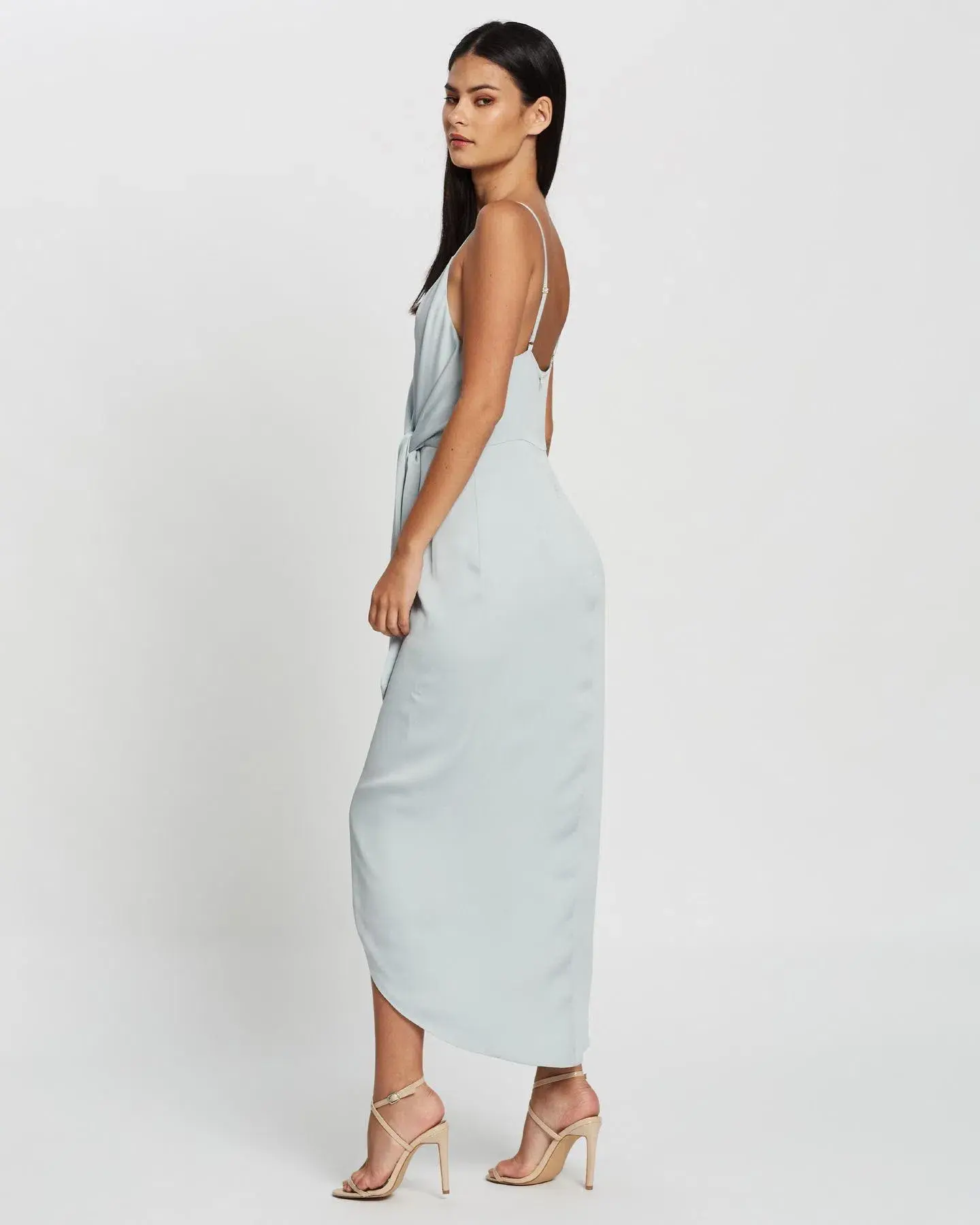 Shona Joy Luxe Tie Front Cocktail Dress Cloud Size 10 - Image 5