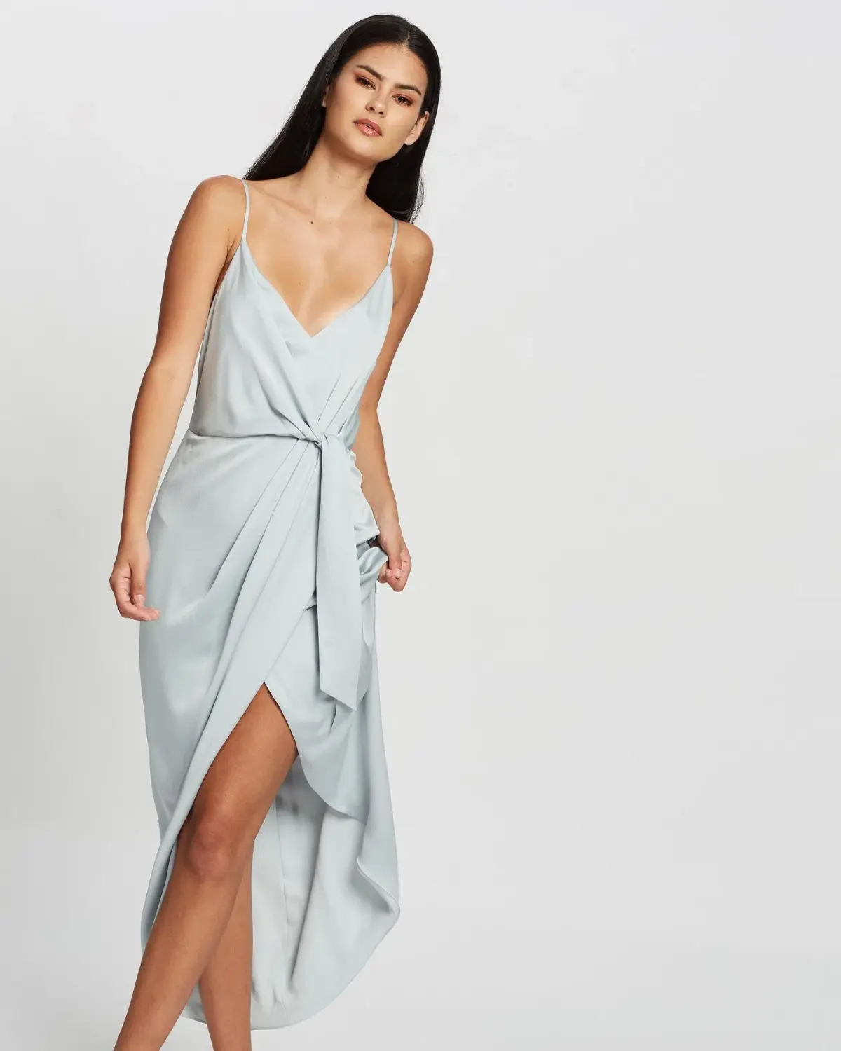 Shona Joy Luxe Tie Front Cocktail Dress Cloud Size 10 - Image 4