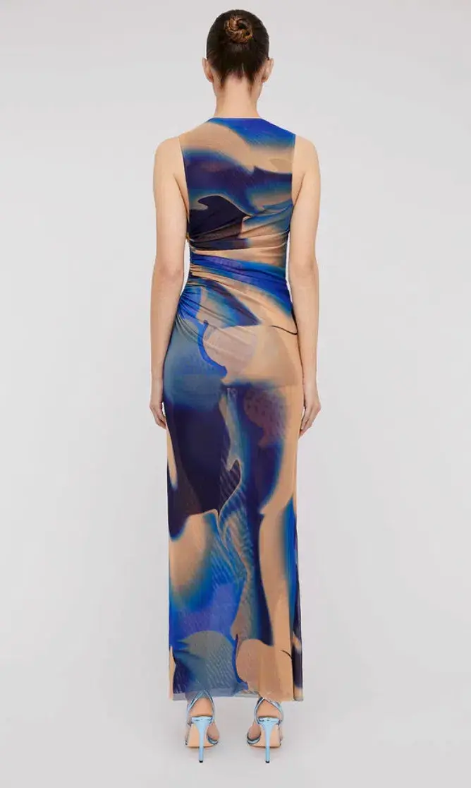 Scanlan Theodore Italian Watercolour Print Dress Blue Size 10  - Image 3