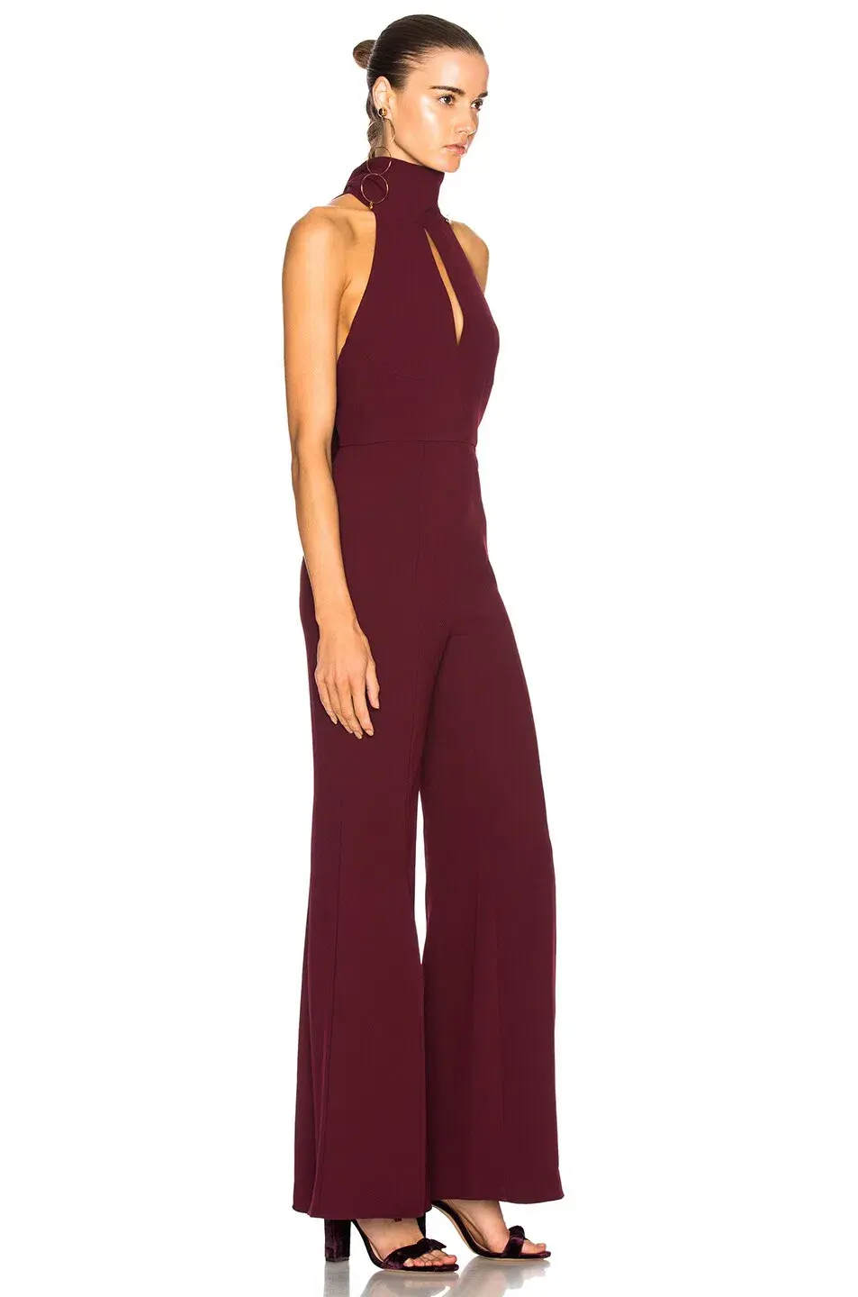 Nicholas Crepe Sleeveless Jumpsuit Burgundy Size 10 - Image 1