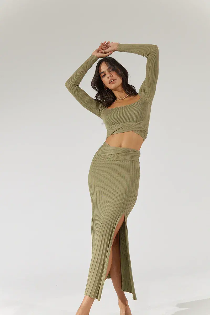 Sovere Inertia Knit Midi Skirt Green Size 8 / S - Image 2