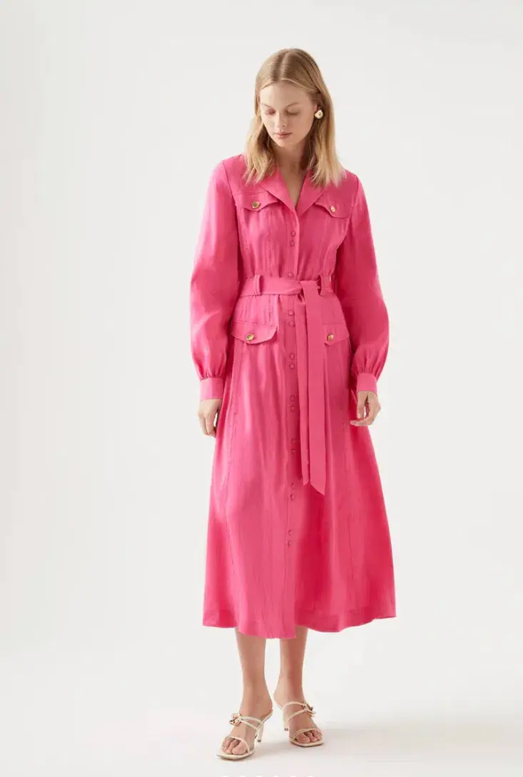 Aje Sophie Shirt Midi Dress Pink Size 10 / M for rent on The Volte - main image