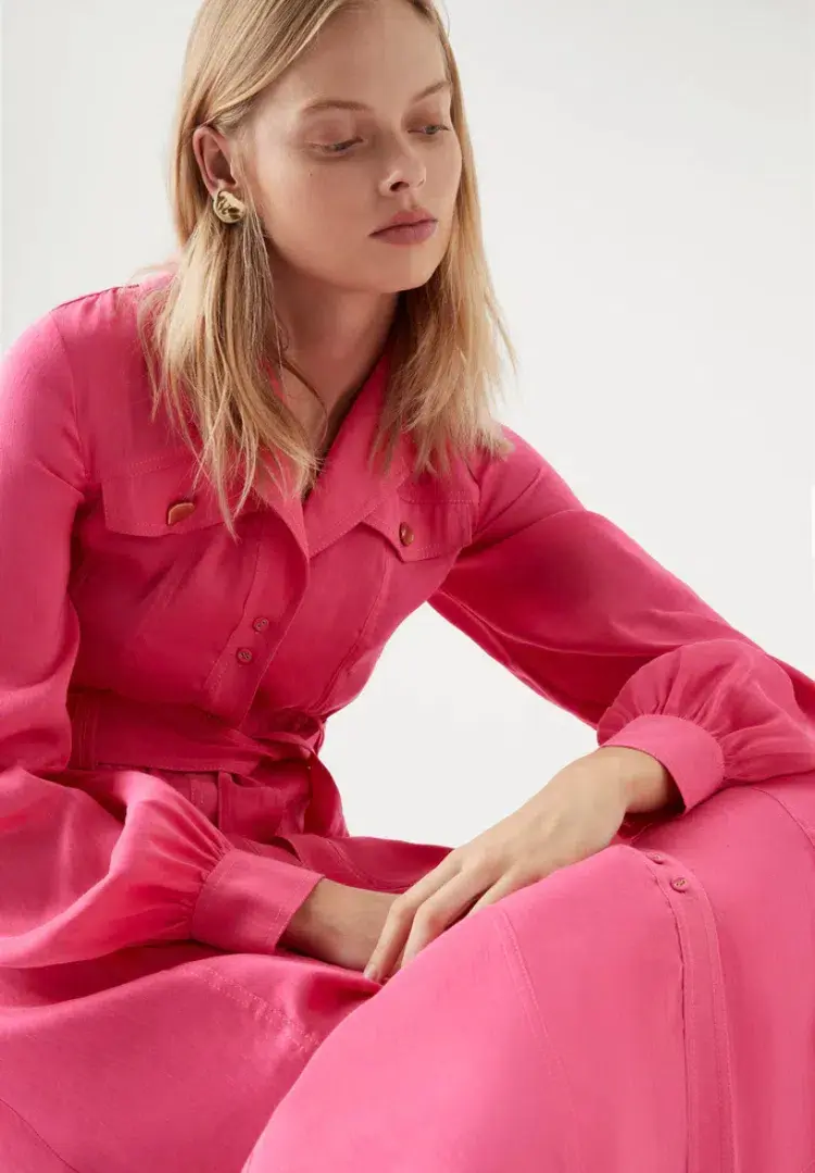 Aje Sophie Shirt Midi Dress Pink Size 10 / M for rent on The Volte - main image