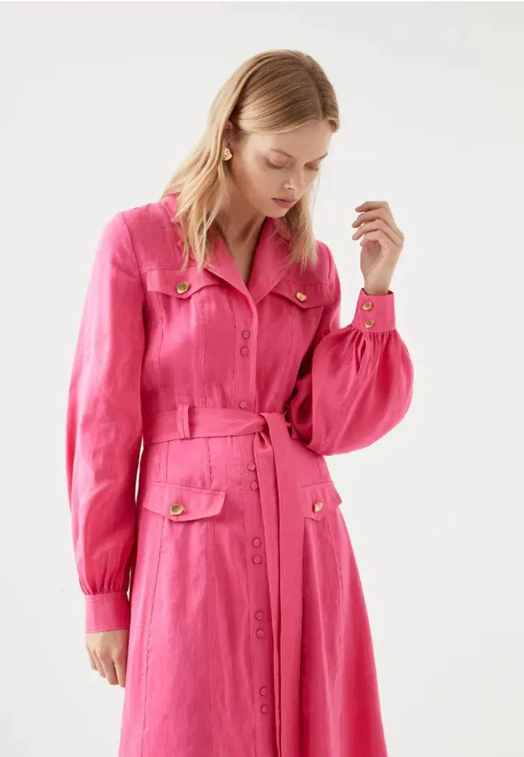 Aje Sophie Shirt Midi Dress Pink Size 10 / M - Image 2