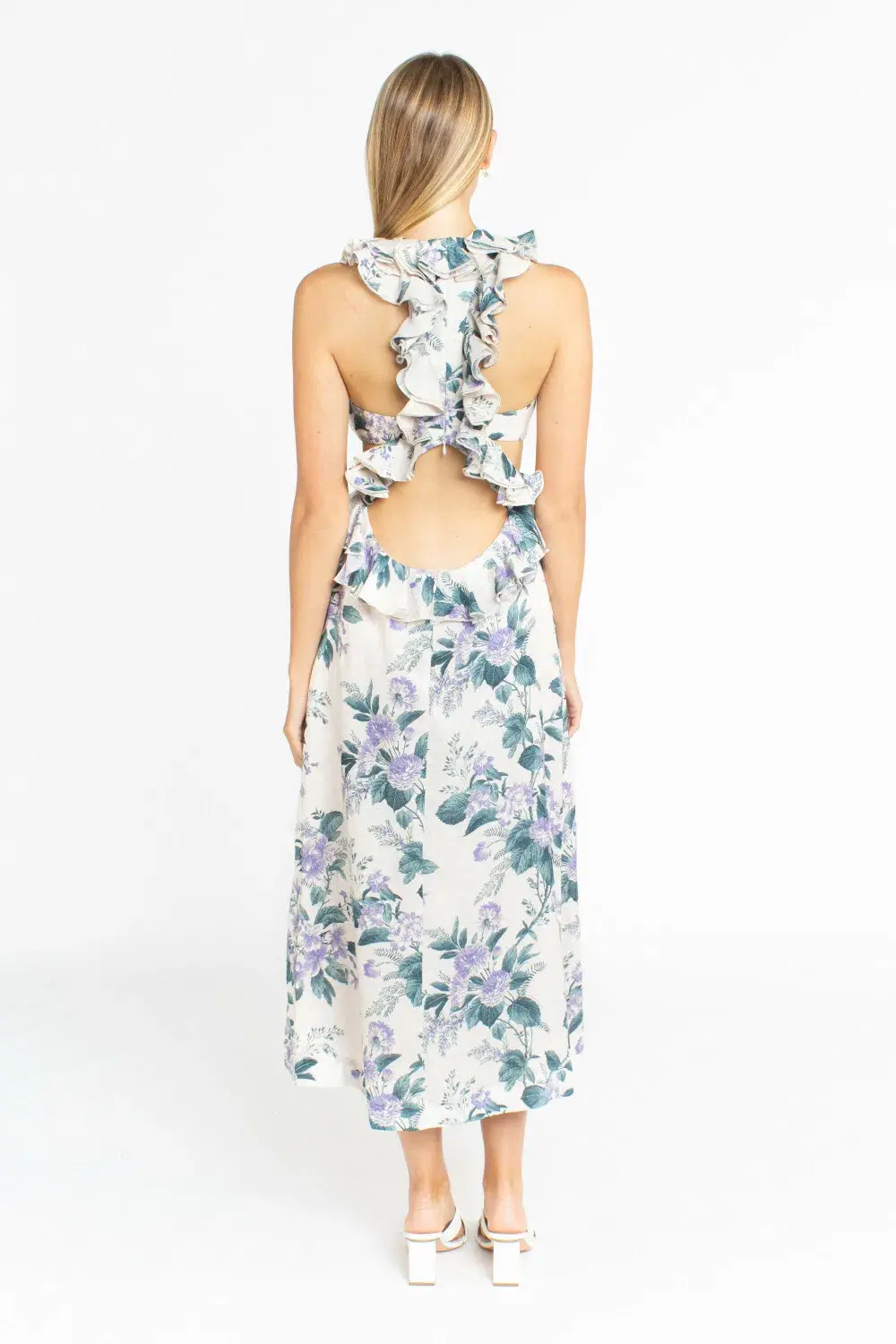 Zimmermann Cassia Ruffle Midi Dress in Hydrangea Floral Print Size 1/Au 10  - Image 2