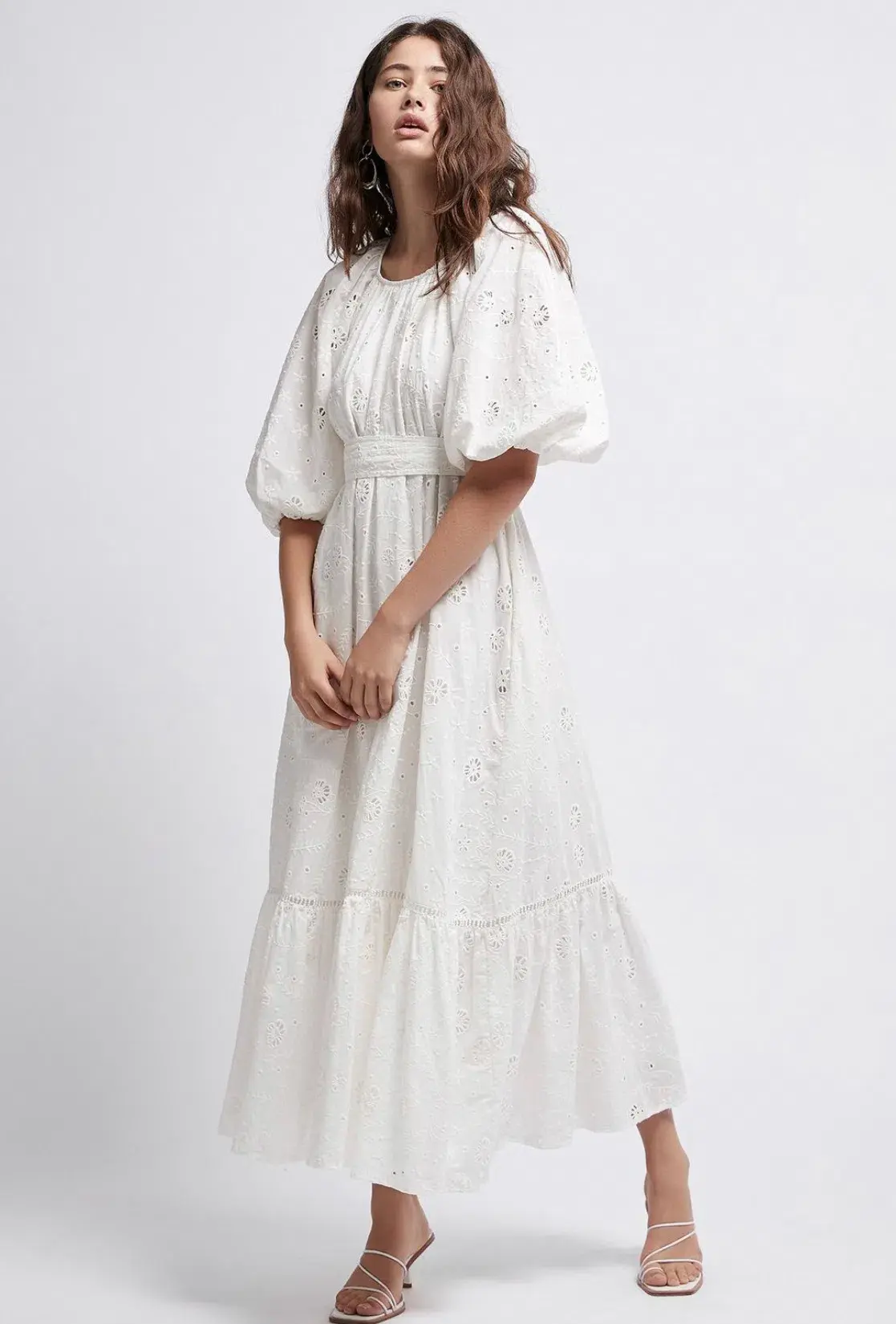 Aje Silvatica Broderie Midi Dress White Size 8 / S - Image 1