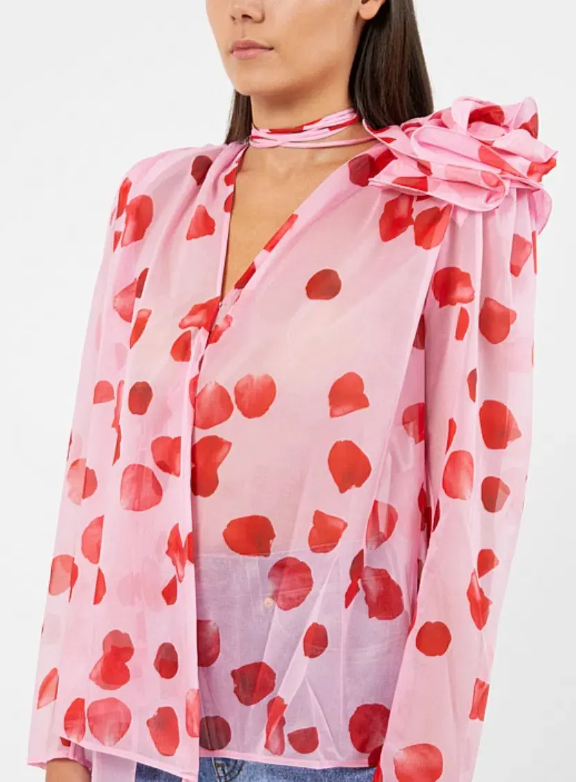 SELLING: Magda Butrym Flower Embellished Blouse Pink Petal Size 40 / Au 12 - Image 2