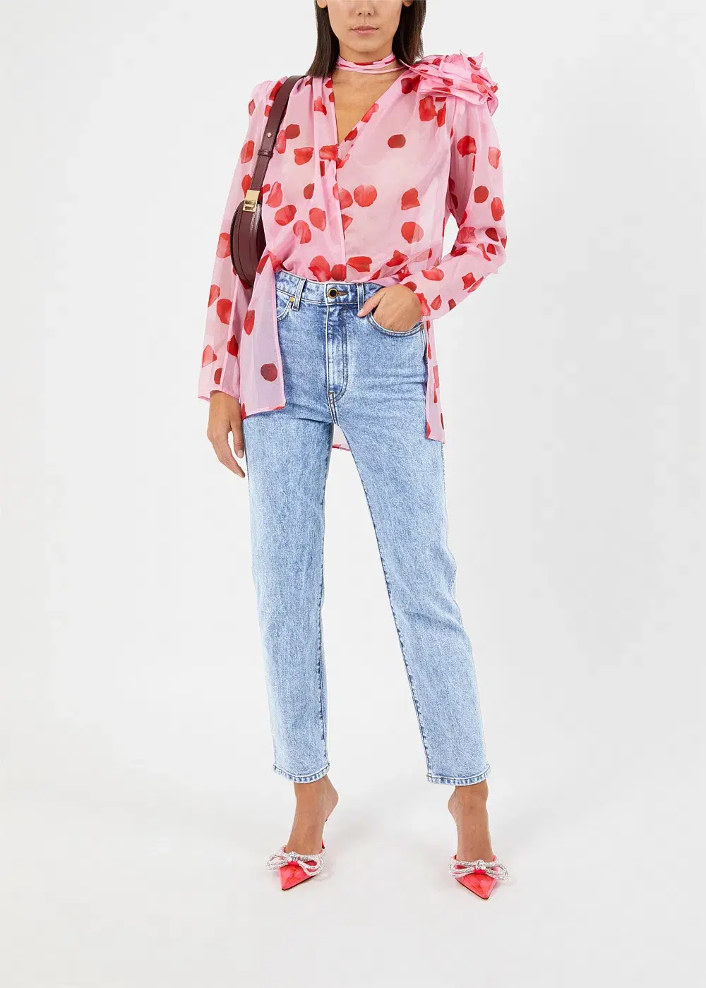 SELLING: Magda Butrym Flower Embellished Blouse Pink Petal Size 40 / Au 12 - Image 1