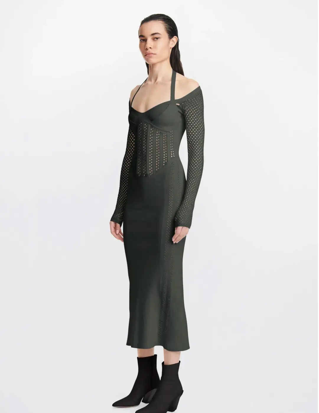 Dion Lee Column Corset Dress Shadow Green Size M / Au 10 for rent on The Volte - main image