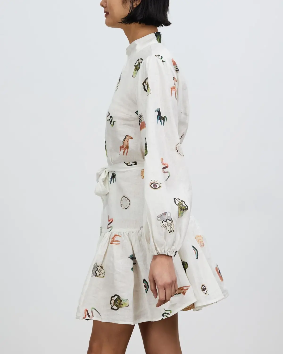 Alemais Hera Mini Dress Print White Size AU 6 - Image 3