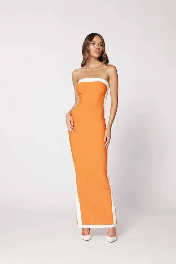 Bianca & Bridgett Ashley Midi Dress Orange Size 6 - Image 3