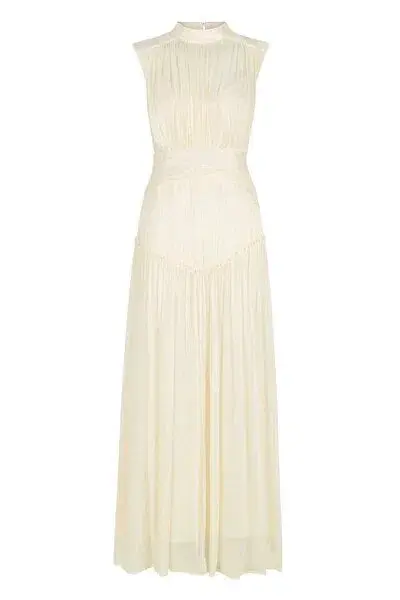 Shona Joy Clemence High Neck Dress Cream Size 12 - Image 3
