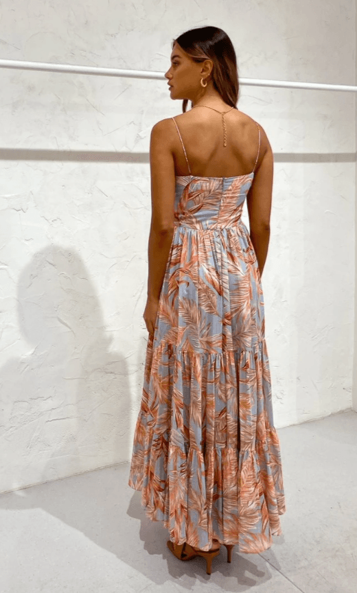 Bec & Bridge Miami Palm Tier Midi Dress Print Size 8 - Image 3