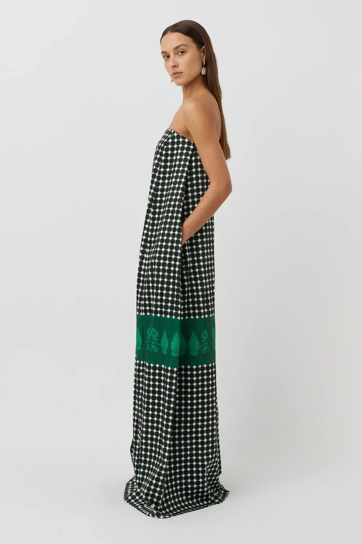 Camilla and Marc Rivoli Column Dress Green/Black Size 10 - Image 3