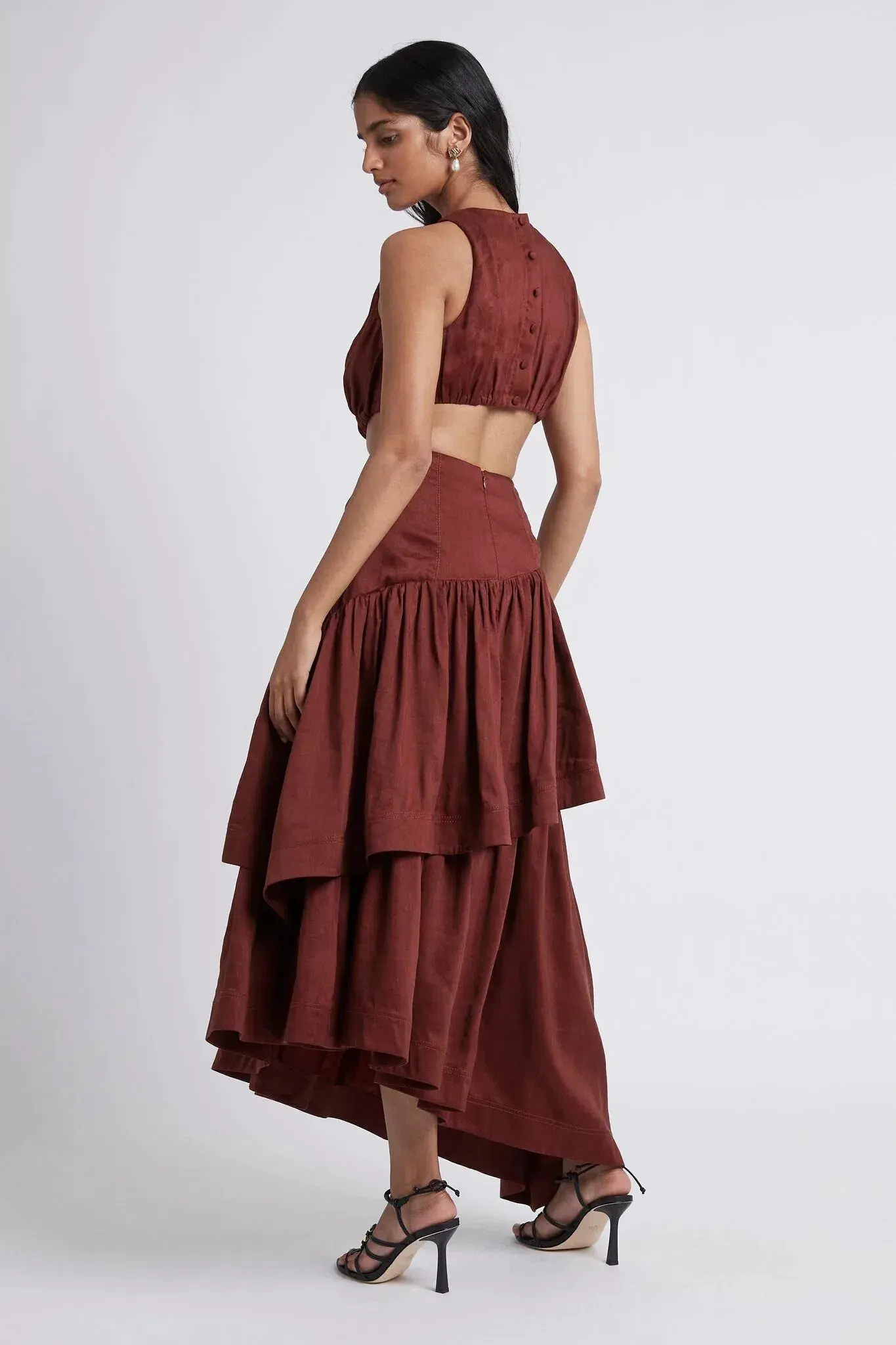 Aje Caliente Cut Out Dress Brown Size 10 - Image 3