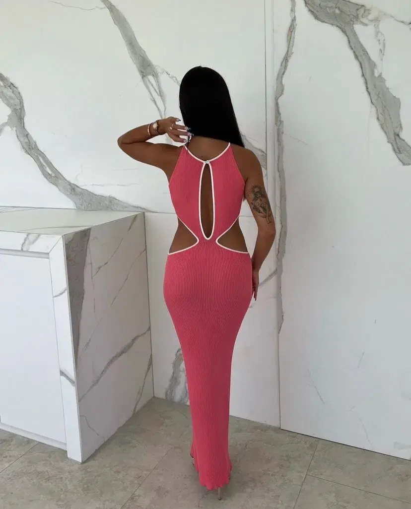 San Sloane Adrian Rib Midi Coral White Size 10 - Image 2