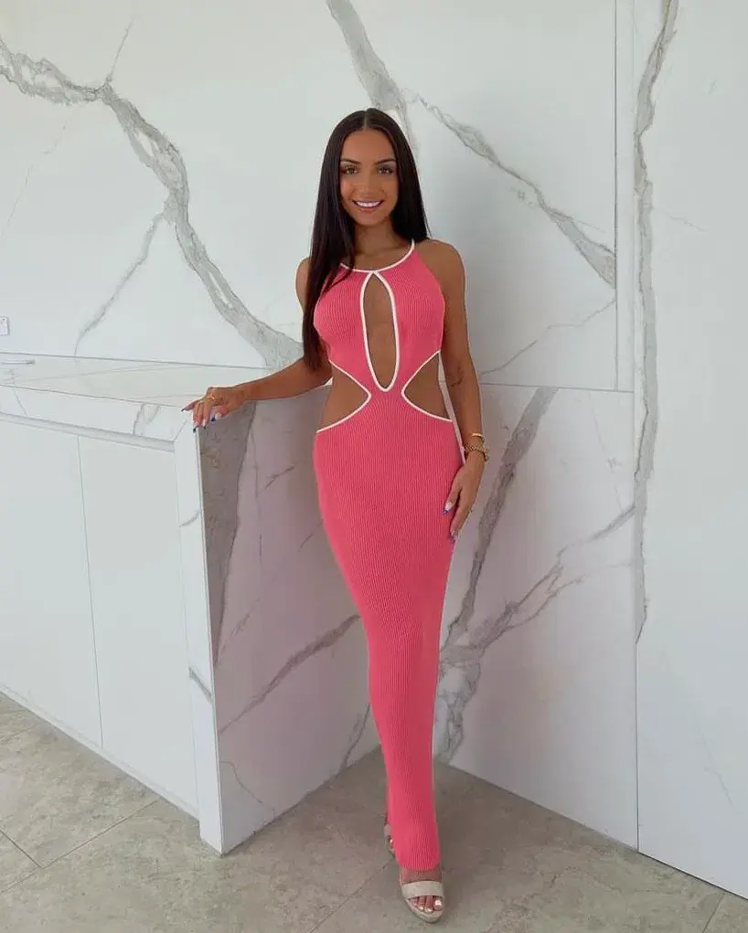 San Sloane Adrian Rib Midi Coral White Size 10 - Image 1