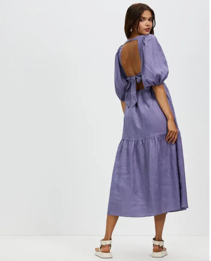 Aere Tie Back Midi Dress Purple Size 12 - Image 2