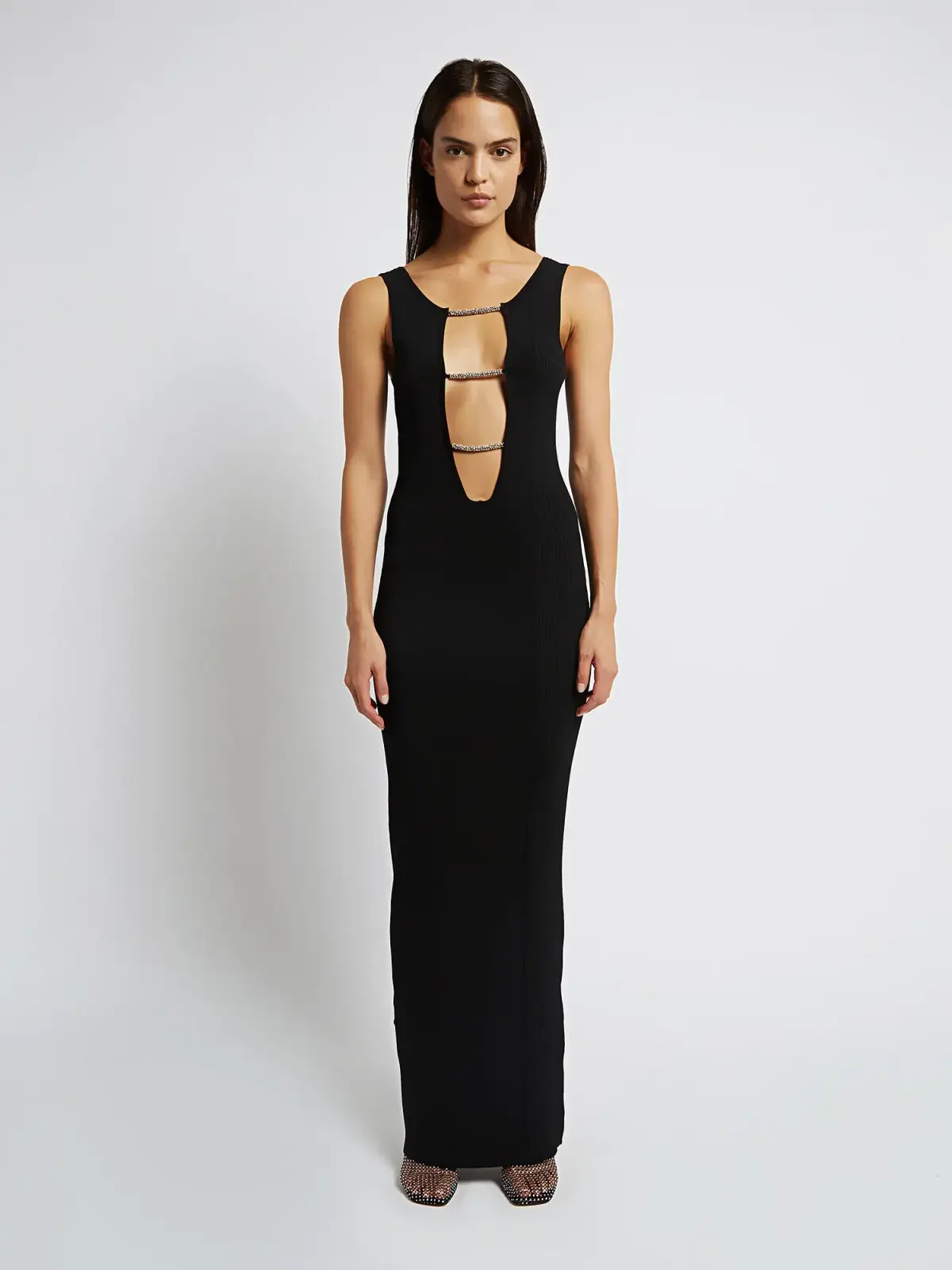 Christopher Esber Crystal Lattice Tank Dress Black Size XXS/AU 4 - Image 1