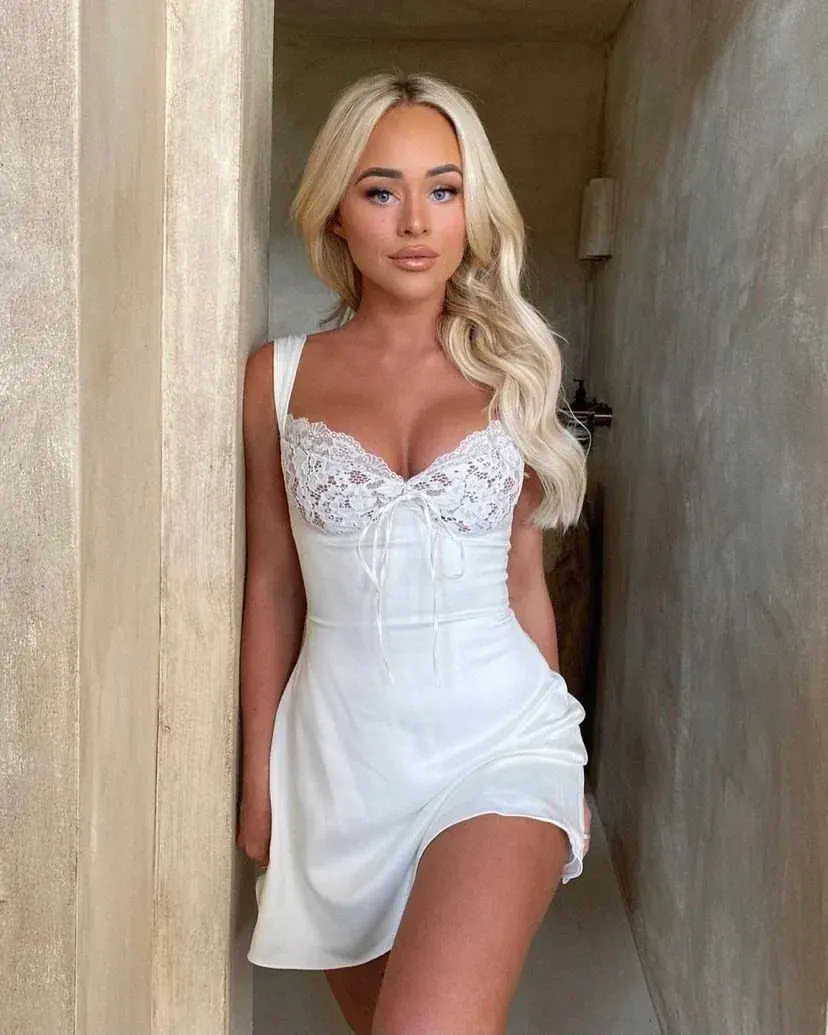 House of CB Adriana Satin and Lace Mini Dress White Size 10 - Image 6