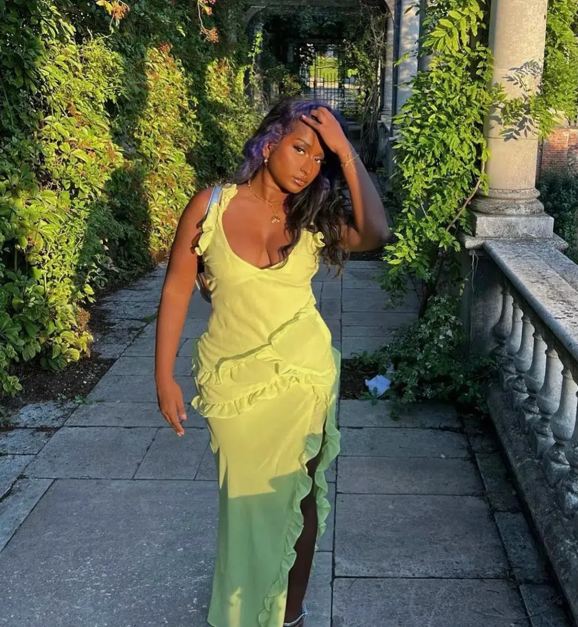 House of CB Pixie Ruffle Maxi Dress Lime Green Size 8 - Image 5