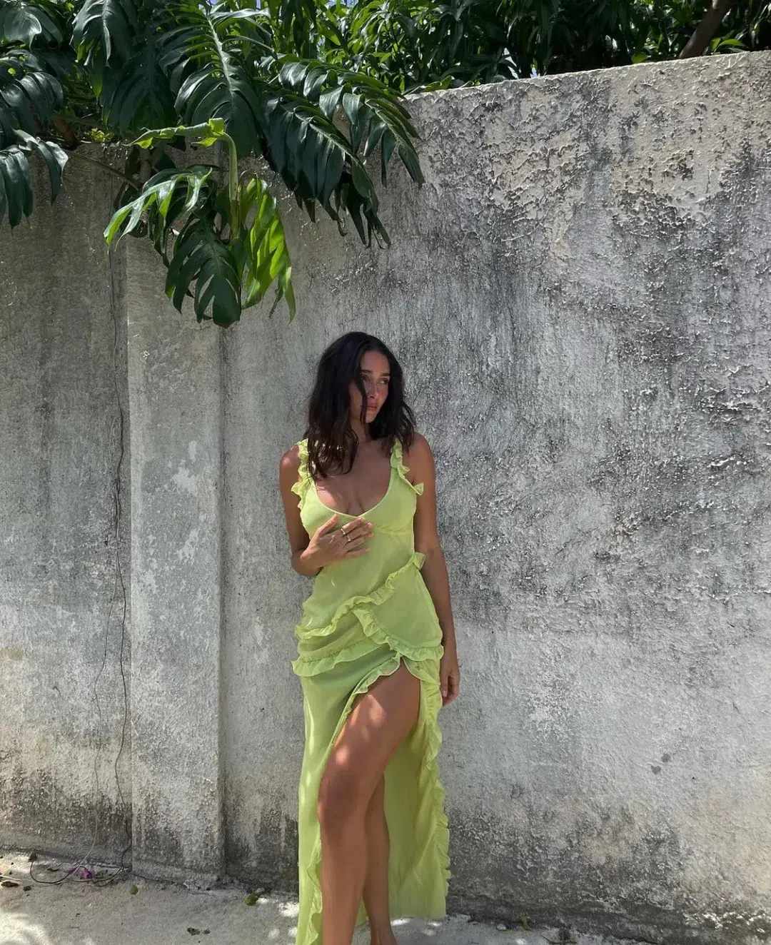 House of CB Pixie Ruffle Maxi Dress Lime Green Size 8 - Image 4