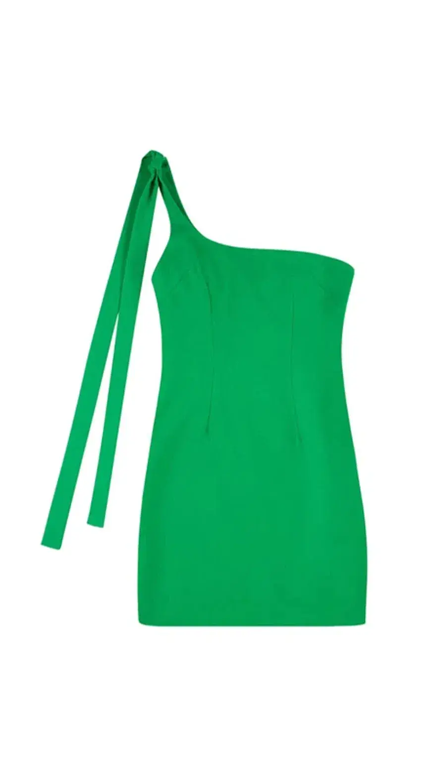 By Johnny Lean One Shoulder Mini Dress Jungle Green Size 8 - Image 3