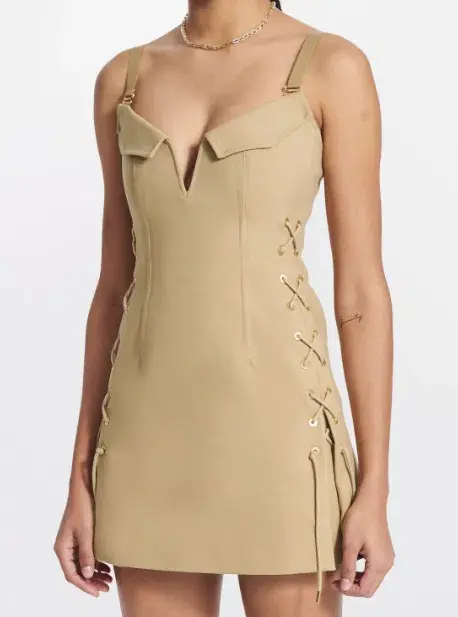 Dion Lee Laced Bonded Mini Dress Sahara Size 10 - Image 2