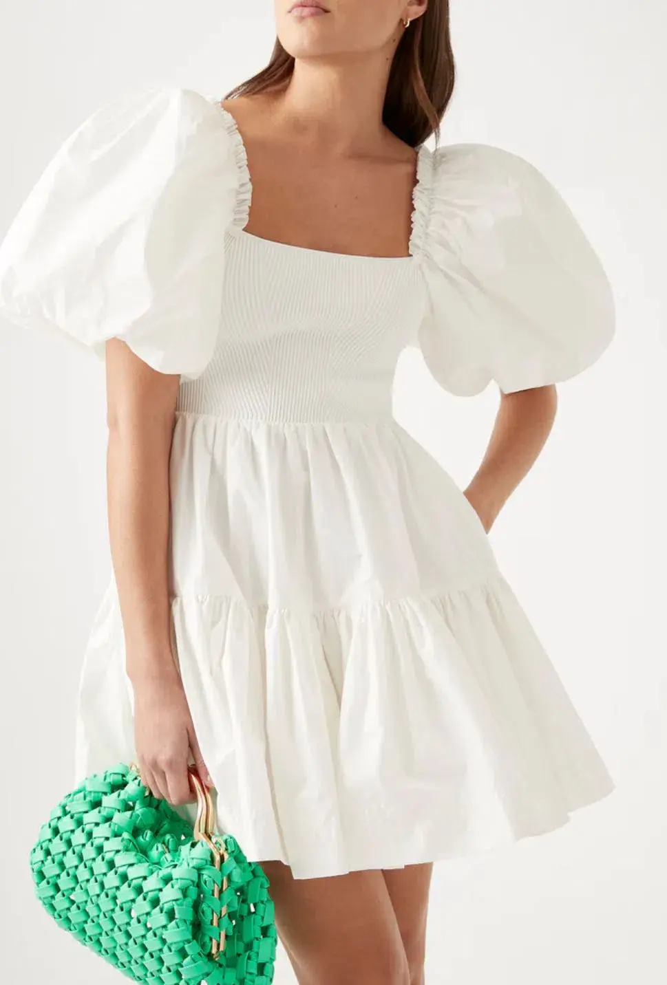 Aje Casa Puff Sleeve Mini Dress Ivory Size 8 / S - Image 2