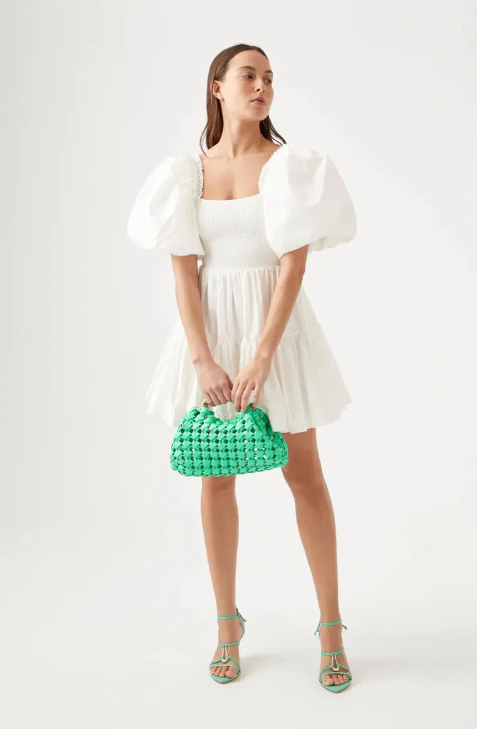 Aje Casa Puff Sleeve Mini Dress Ivory Size 8 / S - Image 1