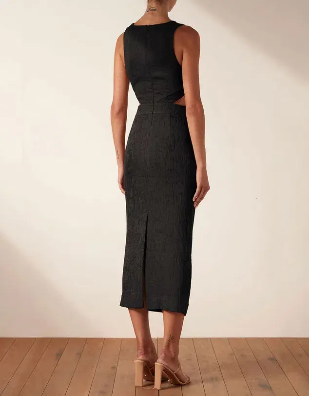 Shona Joy Simone V Neck Cut Out Midi Dress Black Size 8 / S - Image 3