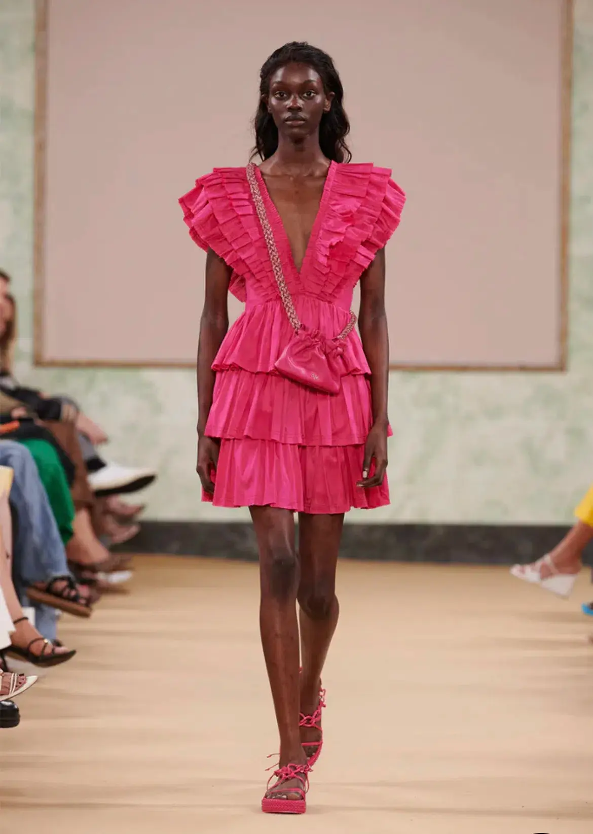 Aje Rhythmic Frilled Mini Dress Pink Size 8 / S - Image 3