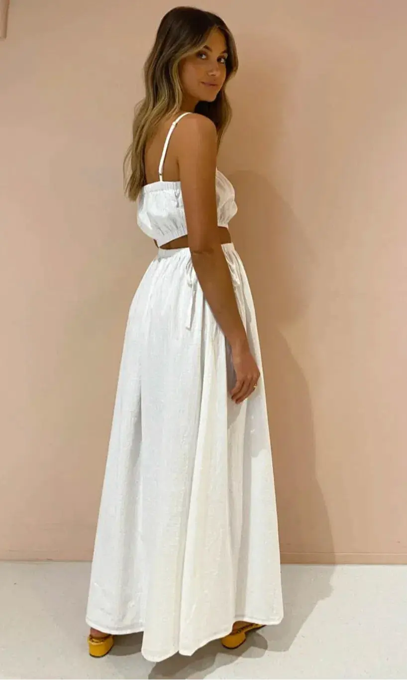 By Nicola Carnivale Elastic Waist Maxi Dress in White Size 10 / M - Image 3