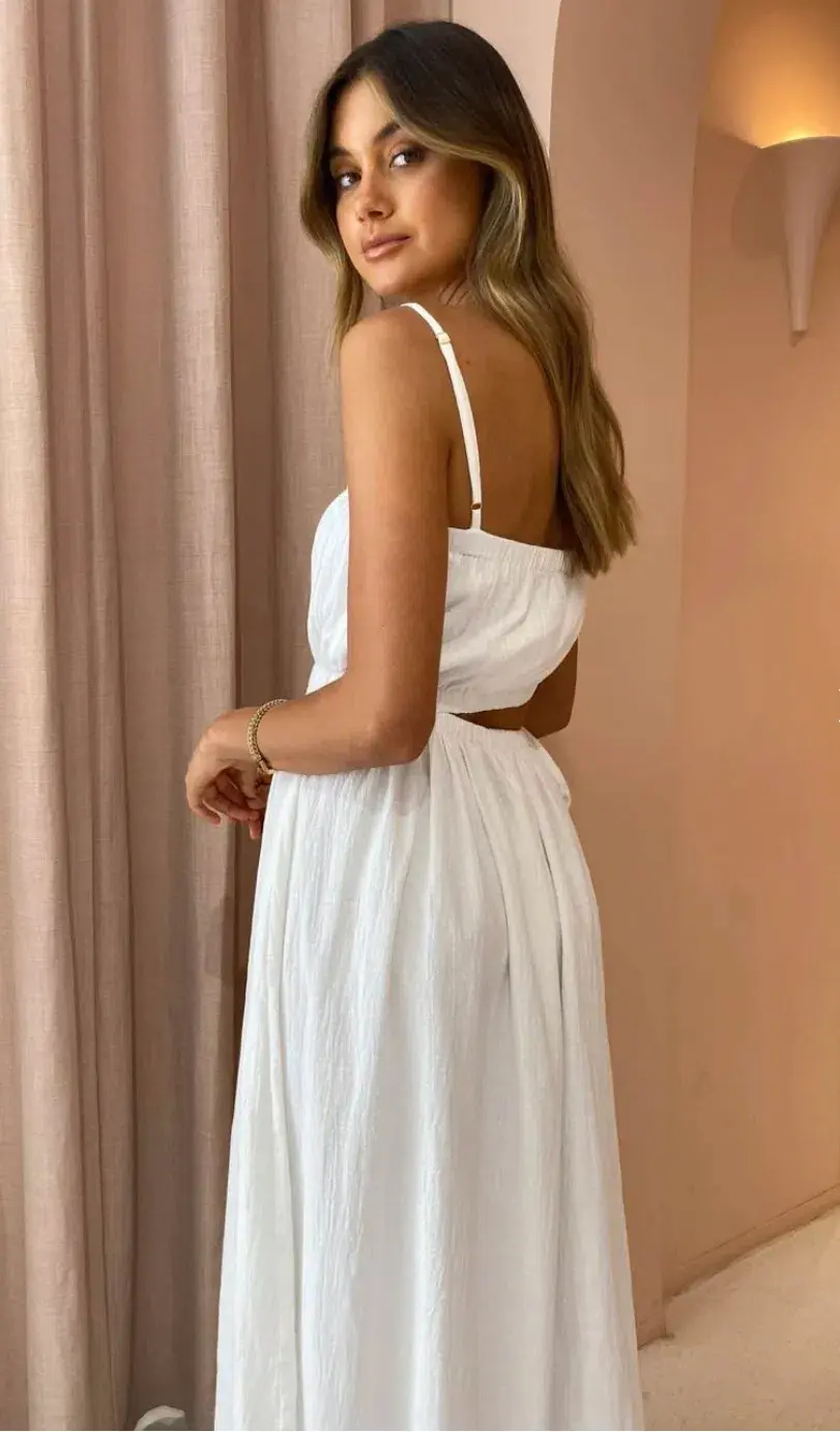 By Nicola Carnivale Elastic Waist Maxi Dress in White Size 10 / M - Image 4