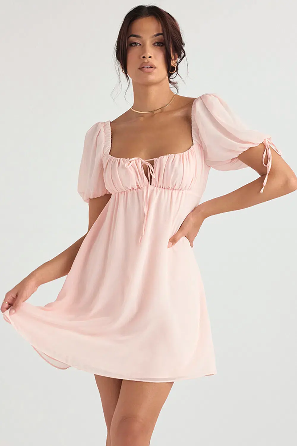 House of CB Princess Mini Dress In Pink Quartz Size 8  for rent on The Volte - main image