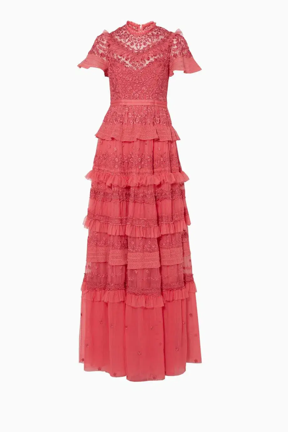 Needle and Thread Iris Ruffled Embroidered Tulle Gown Pink Size 10 - Image 6