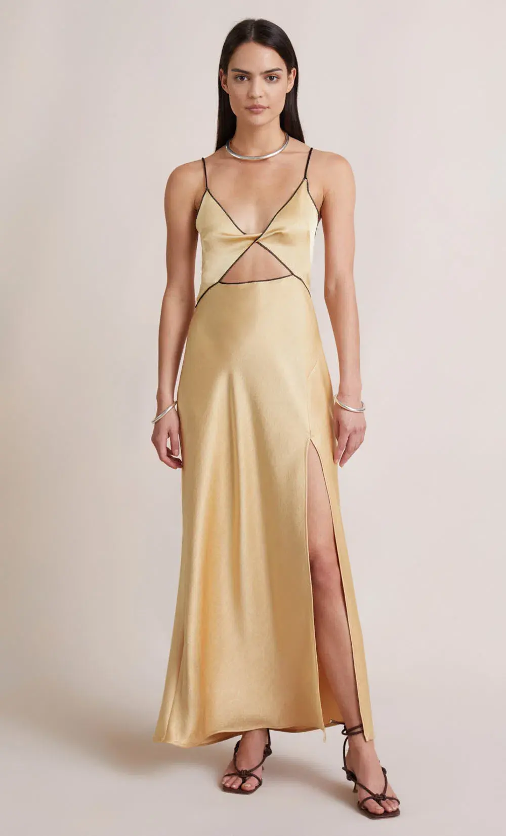 Bec & Bridge Hazel Maxi Dress Wheat / Yellow Size 6 for rent on The Volte - main image