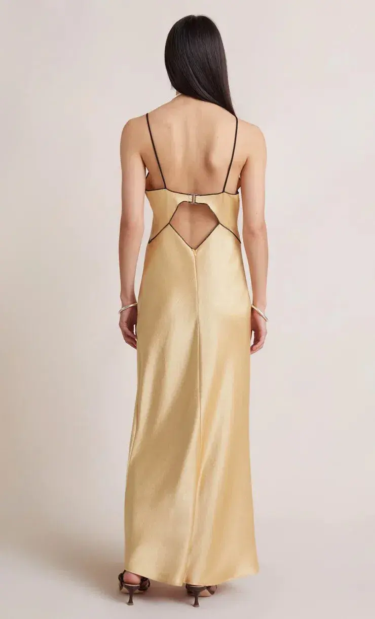 Bec & Bridge Hazel Maxi Dress Wheat / Yellow Size 6 for rent on The Volte - main image